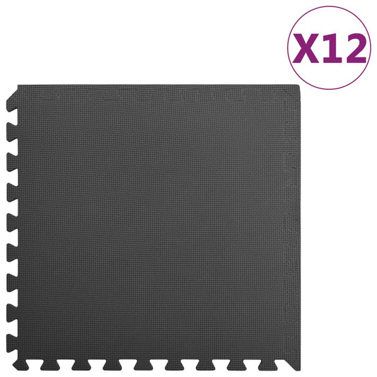 Lattiamatot 12 kpl 4,32 ㎡ EVA-vaahto musta