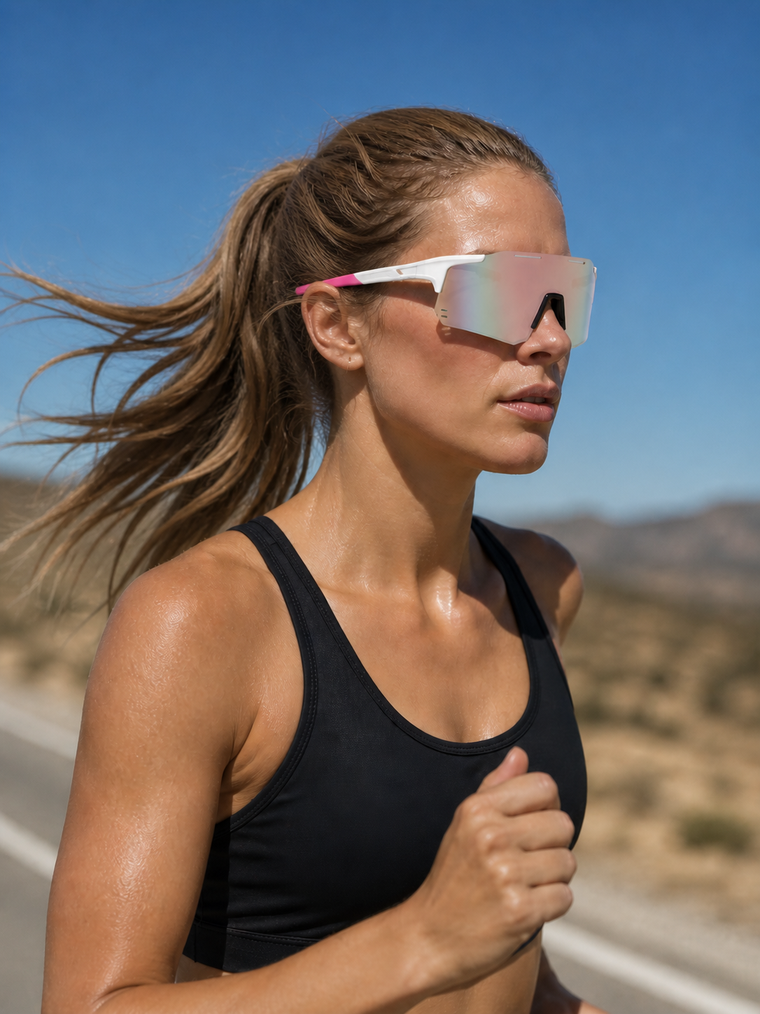 Triathlonsport kehyksettömät aurinkolasit urheiluun UV400 & suojakotelo, nopea toimitus